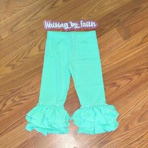 Kids Ruffle Leggings - Mint Green